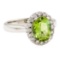 2.92 ctw Oval Mixed Green Tourmaline And Round Brilliant Cut Diamond Ring - 14KT