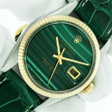 Rolex Datejust Mens 36 Green Malachite 18K/SS Oyster Perpetual Serviced Polished