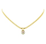 0.08 ctw Diamond and Pearl Pendant & Chain - 18KT Yellow Gold