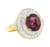 6.64 ctw Oval Mixed Lavender Spinel And Round Brilliant Cut Diamond Ring - 18KT