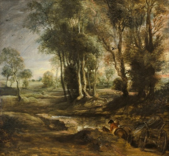 Sir Peter Paul Rubens - Evening Landscape with Timber Wagon