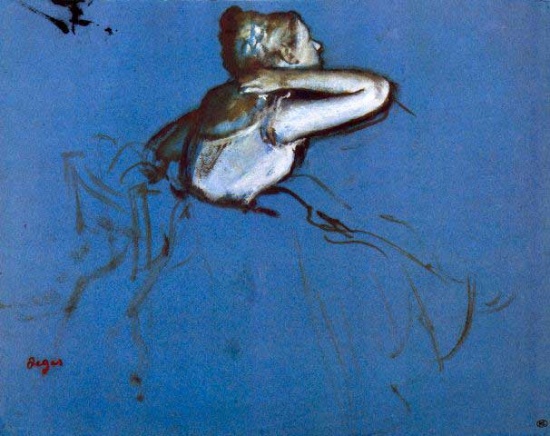 Edgar Degas - Sitting Dancer In Profile With Hand On Her Neck