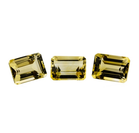 23.73 ctw.Natural Emerald Cut Citrine Quartz Parcel of Three