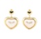 Heart Shaped Mother of Pearl Dangle Earrings - 14KT Yellow Gold