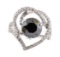 3.33 ctw Black Diamond and Diamond Ring - 18KT White Gold