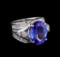 8.75 ctw Tanzanite and Diamond Ring - 14KT White Gold