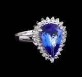 2.97 ctw Tanzanite and Diamond Ring - 14KT White Gold