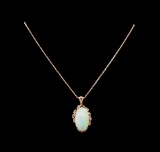 14KT Rose Gold 19.53 ctw Opal and Diamond Pendant With Chain