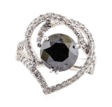 3.33 ctw Black Diamond and Diamond Ring - 18KT White Gold