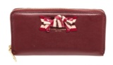 Marc Jacobs Burgundy Leather Bow Zippy Wallet