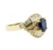 2.19 ctw Oval Brilliant Blue Sapphire And Diamond Ring - 14KT Yellow Gold