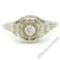 Antique Art Deco 18kt White Gold 0.35 ctw European Diamond Solitaire Filigree En