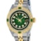 Rolex Ladies 2 Tone Green Vignette Diamond Lugs & Emerald Datejust Wriswatch