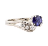0.92 ctw Blue Sapphire and Diamond Ring - 14KT White Gold
