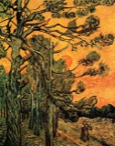 Van Gogh - Pine Trees Against A Red Sky With Setting Sun
