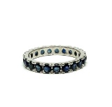 1.67 ctw Round Brilliant Blue Sapphires Ring - 18KT White Gold
