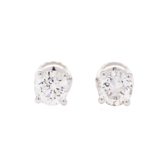 0.96 ctw Diamond Stud Earrings - 14KT White Gold