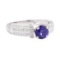 1.36 ctw Sapphire and Diamond Ring - 14KT White Gold