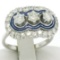 Vintage 18kt White Gold and Blue Enamel 1.15 ctw Diamond Ring