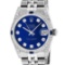 Rolex Womens Midsize 31mm Blue Diamond Lugs & Sapphire Datejust Wristwatch