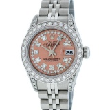 Rolex Ladies Stainless Steel Salmon Diamond 26 Datejust Wristwatch Serviced
