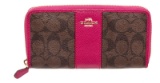 Coach Brown & Pink PVC Leather Zippy Wallet