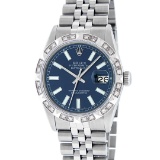 Rolex Stainless Steel 36MM Blue Index Diamond Oyster Perpetual Datejust Wristwat