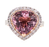 6.61 ctw Morganite and Diamond ring - 14KT Rose Gold