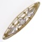 Antique Art Nouveau Krementz 14k Gold Diamond Pearl Open Etched Leaf Pin Brooch
