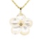 Plumeria Shaped Mother of Pearl Pendant and Chain - 14KT Yellow Gold