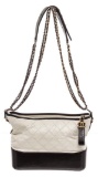 Chanel Black White Leather Gabrielle Shoulder Bag