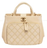 Chanel Cream Caviar Leather Business Affinity Shoulder Bag