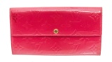 Louis Vuitton Pink Patent Leather 6 Card Sarah Wallet