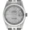 Rolex Mens Stainless Steel 36MM Slate Grey Diamond Oyster Perpetual Datejust Wri