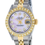 Rolex Ladies 26 Yellow Gold And Stainless Steel Pink MOP Lugs Oyster Perpetual D