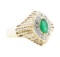 0.65 ctw Emerald And Diamond Ring - 14KT Yellow And White Gold