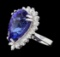 14.11 ctw Tanzanite and Diamond Ring - 14KT White Gold