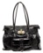 Carla Mancini Black Crinkle Patent Leather Shoulder Tote Bag