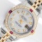 Rolex Ladies 2 Tone Silver Diamond & Ruby Oyster Perpetual Datejust Wristwatch T