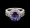 2.77 ctw Tanzanite and Diamond Ring - 14KT White Gold