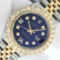 Rolex Mens 2 Tone Blue VS 4 ctw Beadset Diamond Datejust Wristwatch with Rolex B