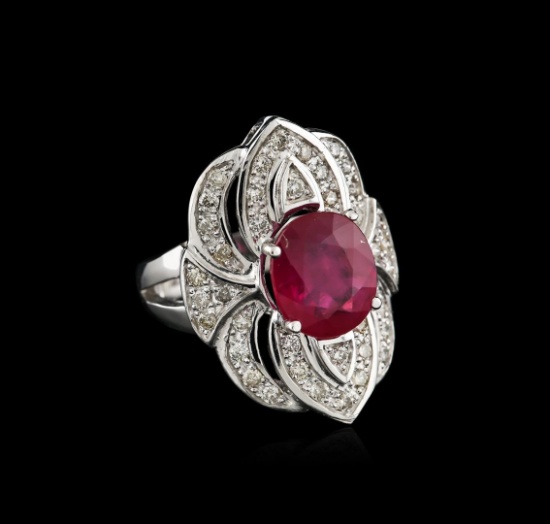 14KT White Gold 4.42 ctw Ruby and Diamond Ring