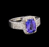 14KT White Gold 2.08 ctw Tanzanite and Diamond Ring