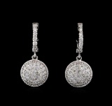 1.30 ctw Diamond Dangle Earrings - 14KT White Gold