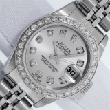 Rolex Ladies Stainless Steel Silver Diamond 26MM Oyster Perpetual Datejust With