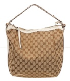 Gucci Brown Canvas Bamboo Bar Hobo Bag