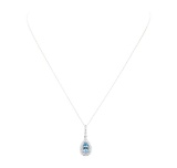 1.32 ctw Aquamarine and Diamond Pendant - 14KT White Gold