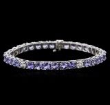 14KT White Gold 13.13 ctw Tanzanite and Diamond Bracelet