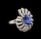 3.60 ctw Tanzanite and Diamond Ring - 14KT White Gold