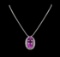 14KT White Gold 71.43 ctw Kunzite and Diamond Necklace